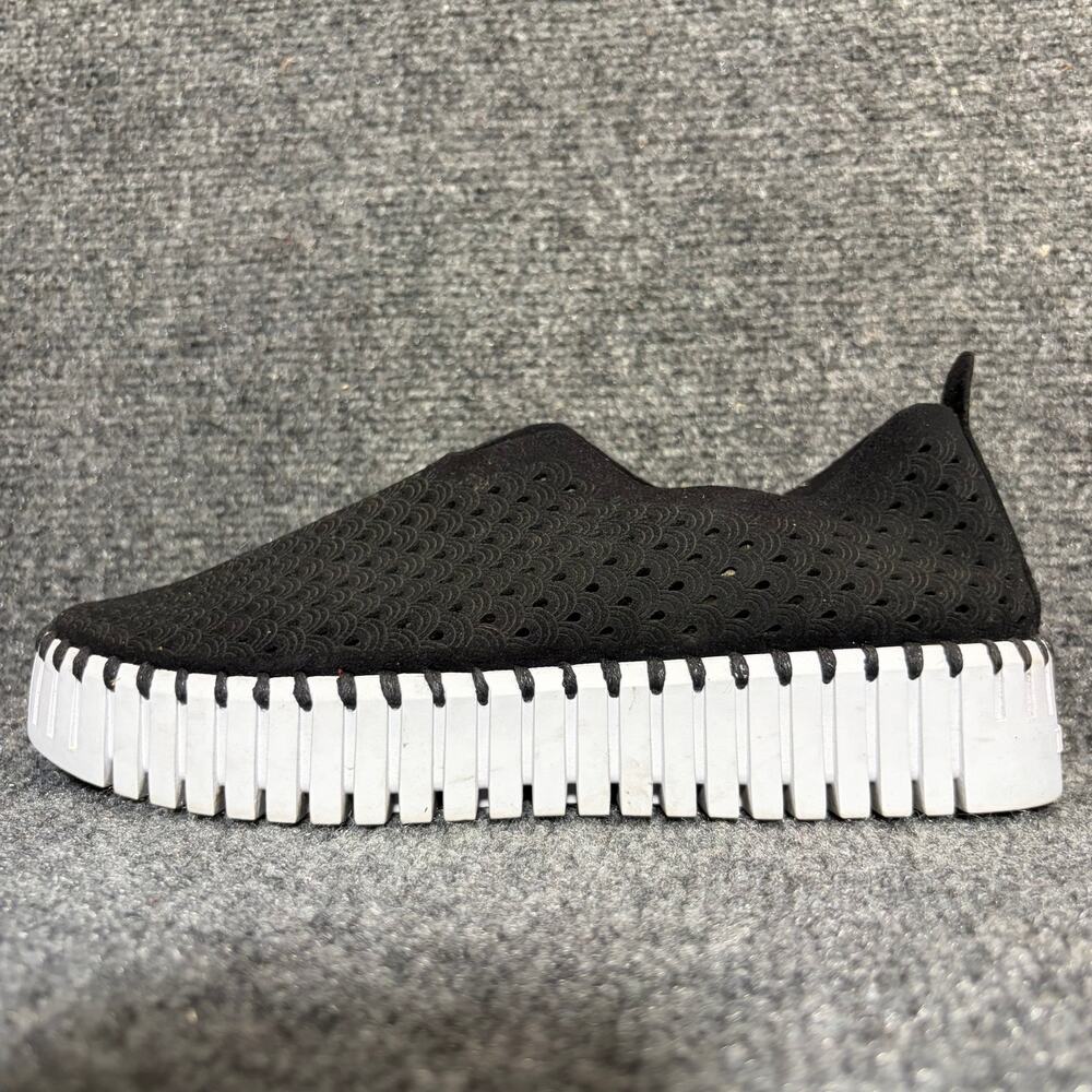 Ilse Jacobsen Tulip Black Perforated Platform Slip On Shoes Sneakers Size 8